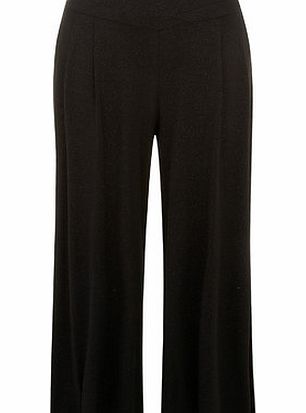 Bhs Black Glitter Wide Leg Regular Length Trousers,