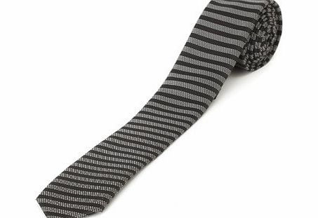 Bhs Black Grey Stripe Slim Tie, Black BR66D01GBLK