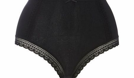 Bhs Black Jacquard and Lace Full Brief, black