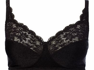 Bhs Black Jacquard and Lace Non-Wired Bra, black