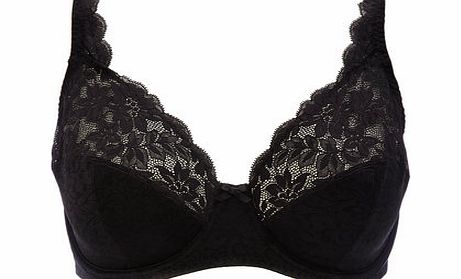 Bhs Black Jacquard and Lace Underwired DD-G Bra,