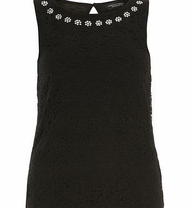 Bhs Black Jewel Lace Shell Top, black 19129658513