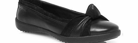 Bhs Black Leather Knot Extra Wide Casual Pumps,