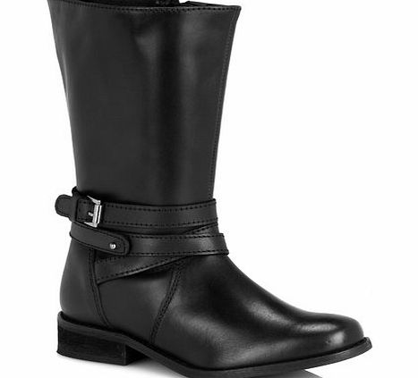 Bhs Black Leather Strap Calf Extra Wide Boots, black