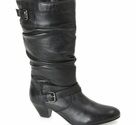 Bhs Black Leather Western Long Boots, black 2844380137
