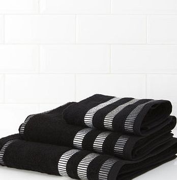 Bhs Black Linear Weft Towel, black 1947550137