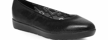 Bhs Black Lizard Extra Wide Flatform Pumps, black
