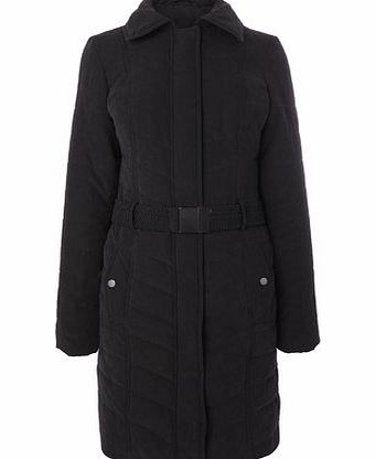 Bhs Black Long Belted Padded Coat, black 9853490137