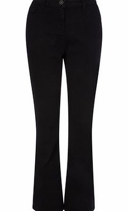 Bhs Black Longer Length Bootcut Jeans, solid black