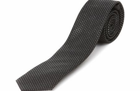 Bhs Black Lurex Silver Spot Slim Tie, Black
