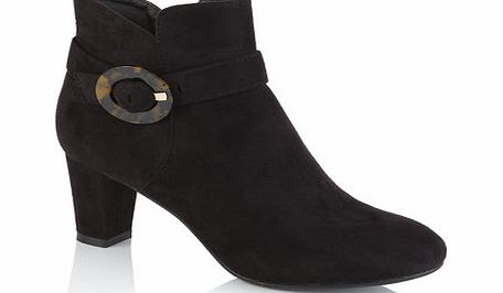 Bhs Black Medium Block Tortoise shell Buckle Boot,