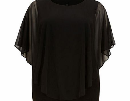 Bhs Black Mesh Cape Top, black 12610748513
