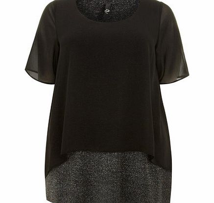 Bhs Black Metallic Layer Top, black 12612428513