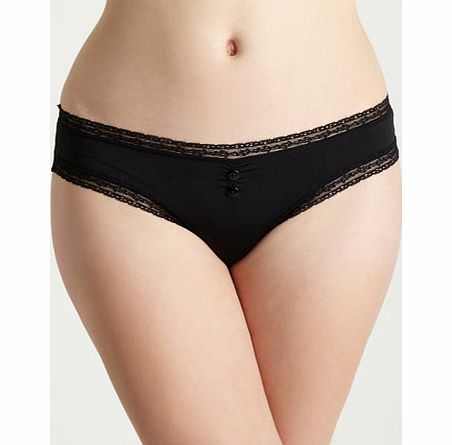 Bhs Black Microfibre Button Brazilian Brief, black