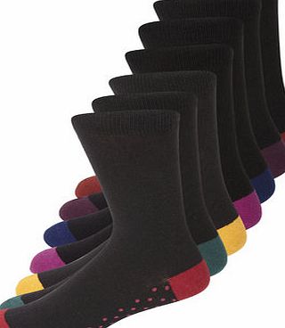 Bhs Black Mix 7 Pack Footbed Design Socks, BLACK