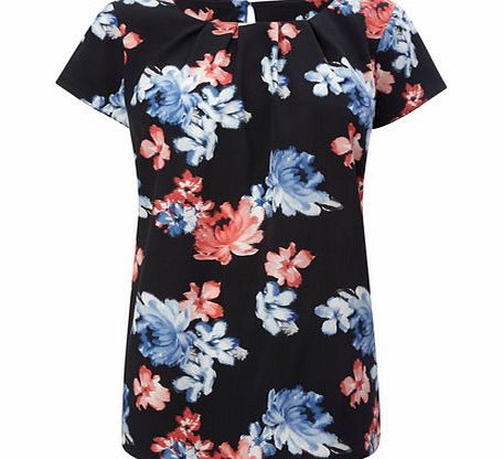 Bhs Black/multi Blurred Floral Shell Top,