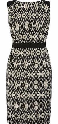 Black/multi Blurred Ikat Print Dress,