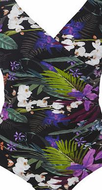 Bhs Black Multi Jungle Floral Tummy Control