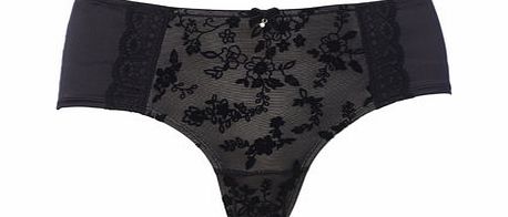 Bhs Black/Nude Floral Flock Short, black/nude