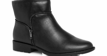 Bhs Black Open Zip Ankle Extra Wide Boots, black