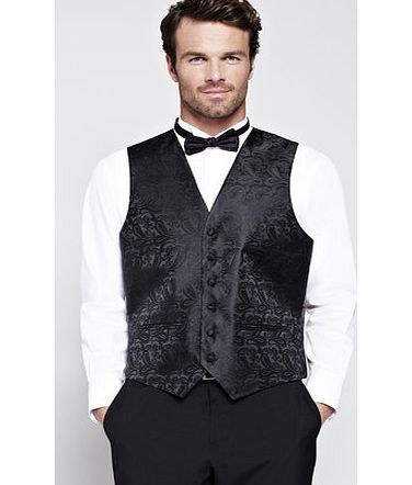 Bhs Black Paisley Wedding Waistcoat, Black BR66W12GBLK