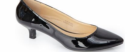 Bhs Black Patent Kitten Heel Court Shoes, patent