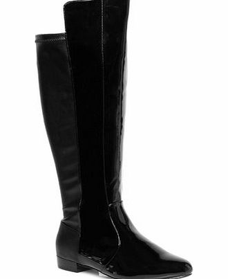 Bhs Black Patent Over the Knee Extra Wide Boots,