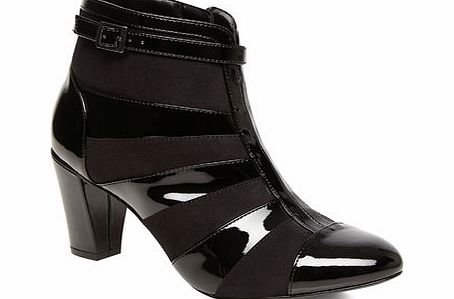 Bhs Black Patent Stripe Ankle Extra Wide Boots,