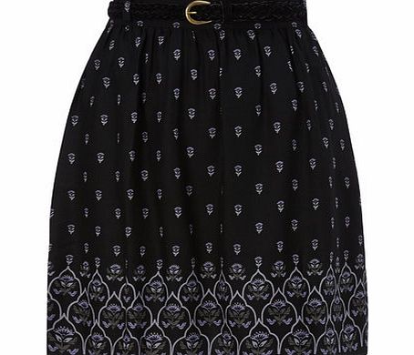 Bhs Black Printed Belted Skirt, black 2207663866