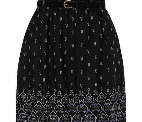 Bhs Black Printed Belted Skirt, black 2207663866