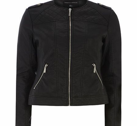 Bhs Black Quilt Collarless Jacket, black 19127868513