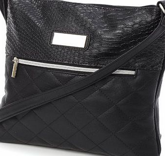 Bhs Black Quilted Plate Cross Body Bag, black