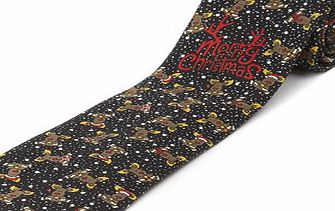 Bhs Black Reindeer Merry Christmas Novelty Tie,