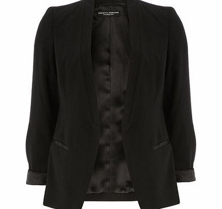 Bhs Black Satin Trim Blazer, black 19128348513