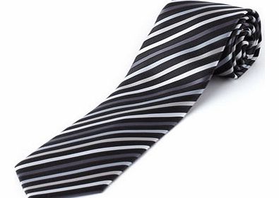 Bhs Black Silver Stripe Tie, Black BR66D01BBLK