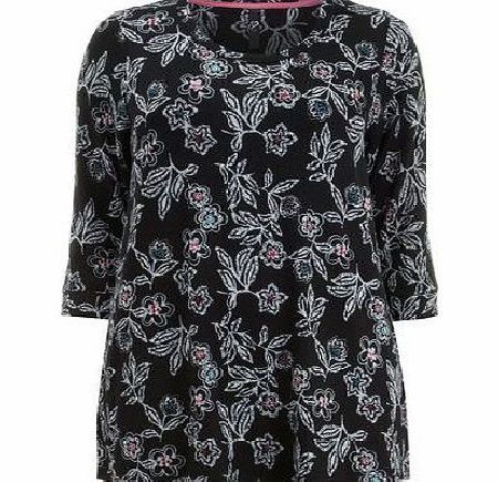 Bhs Black Soft Touch Floral Top, black 12613518513