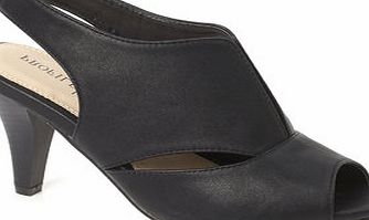 Bhs Black Split Front Open Toe Heeled Sandals, black