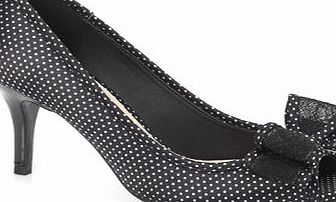 Bhs Black Spotty Bow Heeled Shoe, black 2845788513
