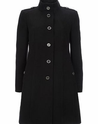 Bhs Black Stitch Detail Funnel Coat, black 12033288513