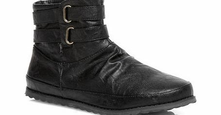 Bhs Black Strap Comfort Ankle Extra Wide Boots,