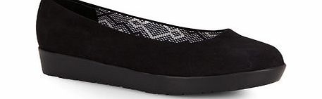 Bhs Black Suedette Extra Wide Flatform Pump, black