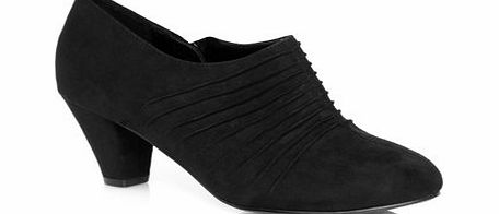 Bhs Black Suedette Ruched Extra Wide Shoes, black