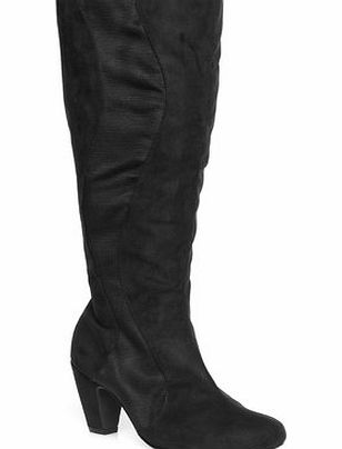 Bhs Black Suedette Swirl Long Extra Wide Boots,