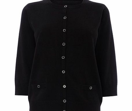 Bhs Black Supersoft Crew Neck Cardigan, Black