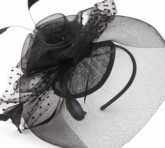 Bhs Black Triple Rose Crin Fascinator, black