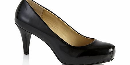 Bhs Black Twin Seam Toe Court Shoe, patent black