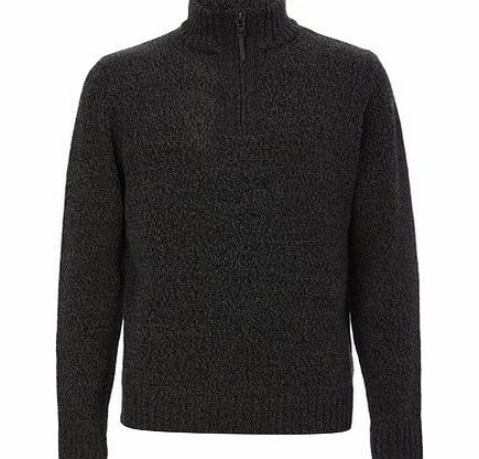 Bhs Black Twist Zip Neck Jumper, Black BR53E01GBLK