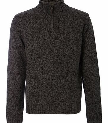 Bhs Black Twist Zip Neck Jumper, Black BR53E10FBLK