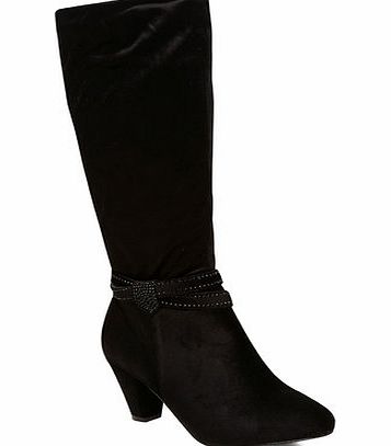 Bhs Black Velvet Finish Gem Strap Extra Wide Formal