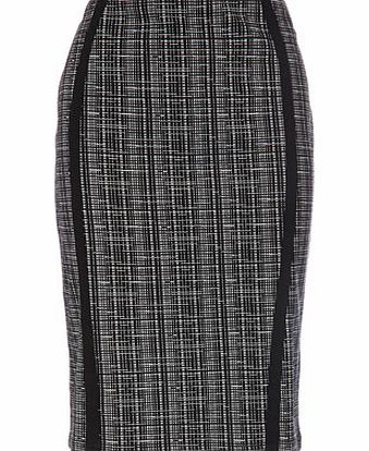 Black/white Cross Hatch Pencil Skirt,